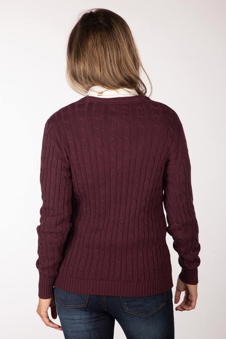 Rydale Ladies V Neck Cable Knit Jumper - Emma