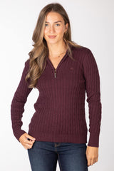 Rydale Ladies Quarter Zip Cable Knit Jumper - Emma
