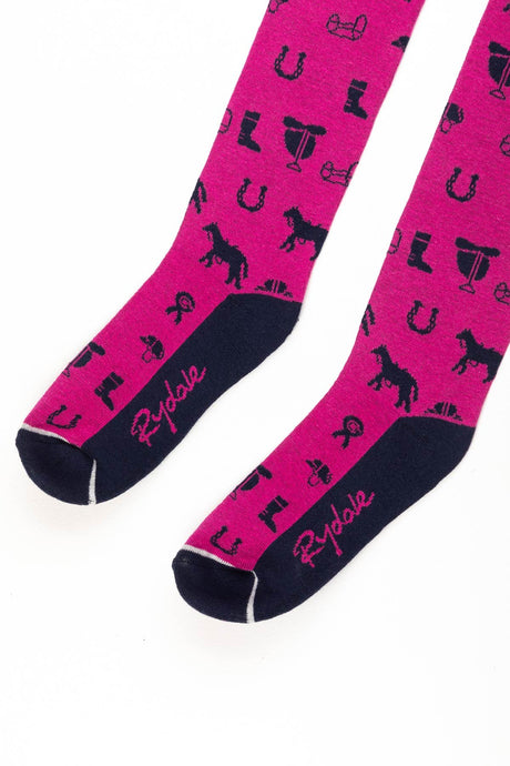 Rydale Ladies Horse Print Knee Length Riding Socks