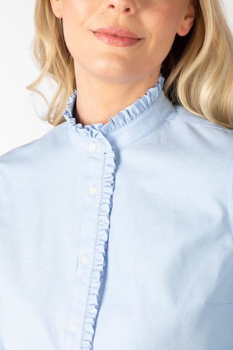 Rydale Ladies Oxford Cotton Ruffled Shirt - Ivy