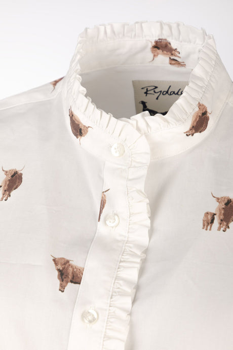 Rydale Ladies Oxford Cotton Ruffled Shirt - Ivy