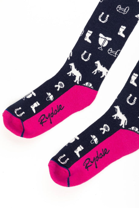 Rydale Ladies Horse Print Knee Length Riding Socks
