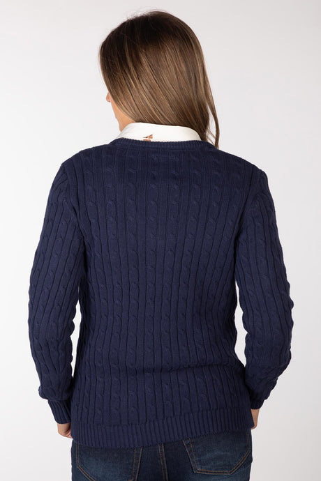 Rydale Ladies V Neck Cable Knit Jumper - Emma