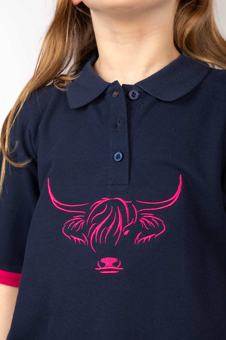 Rydale Girls Highland Cow Polo Shirt