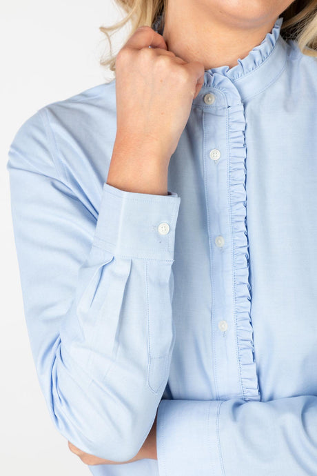 Rydale Ladies Oxford Cotton Ruffled Shirt - Ivy