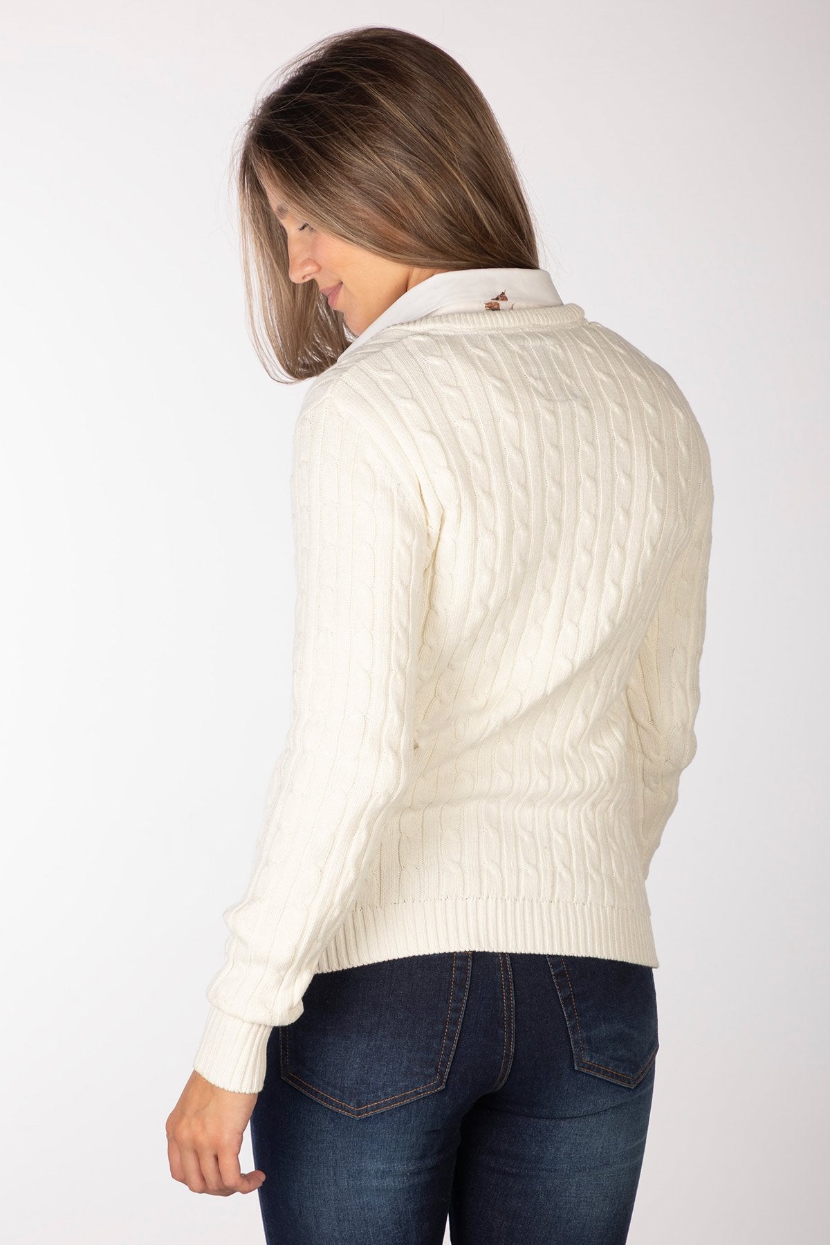Rydale Ladies V Neck Cable Knit Jumper - Emma