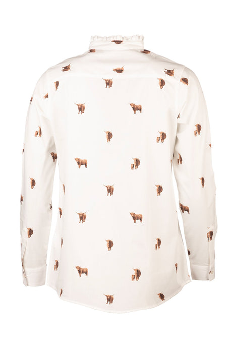 Rydale Ladies Oxford Cotton Ruffled Shirt - Ivy