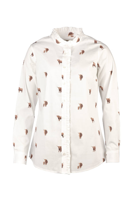 Rydale Ladies Oxford Cotton Ruffled Shirt - Ivy