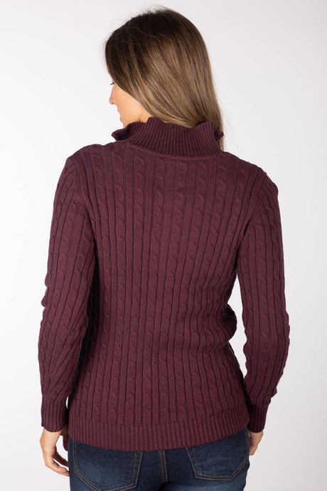 Rydale Ladies Quarter Zip Cable Knit Jumper - Emma