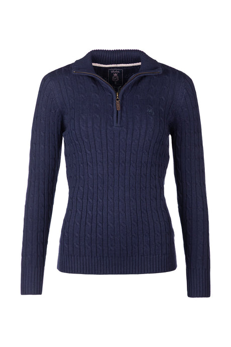 Rydale Ladies Quarter Zip Cable Knit Jumper - Emma