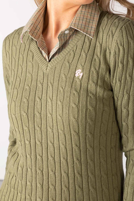 Rydale Ladies V Neck Cable Knit Jumper - Emma