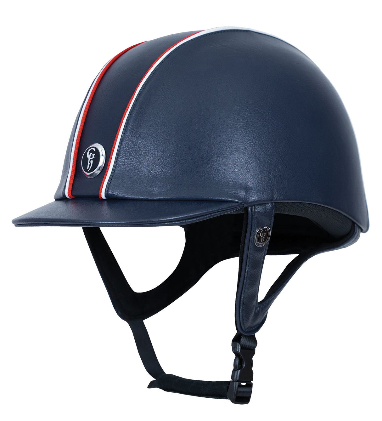 Gatehouse Jeunesse Leather Riding Hat #colour_navy-red-white