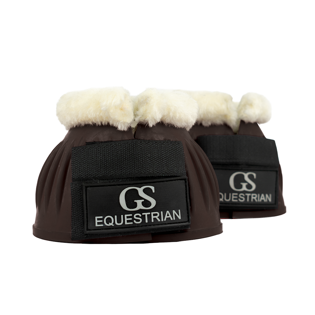 GS Equestrian Fleece Trim Bell Boots #colour_brown