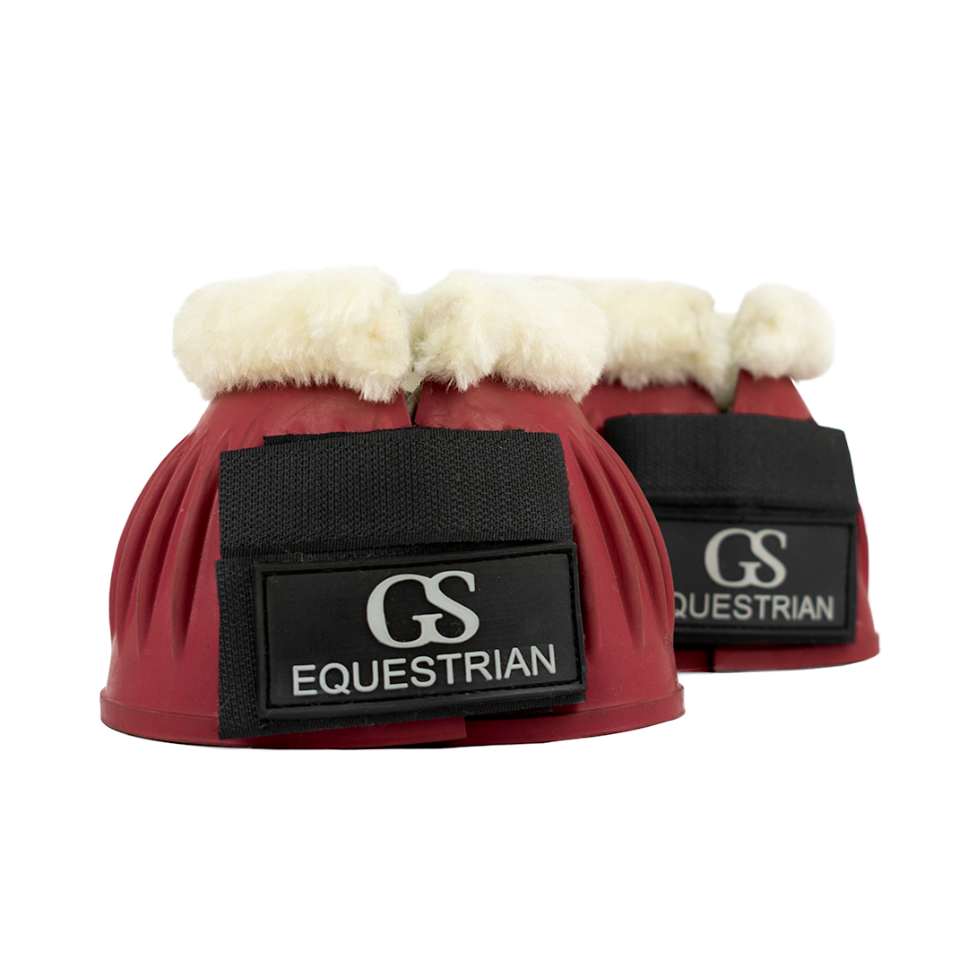 GS Equestrian Fleece Trim Bell Boots #colour_red