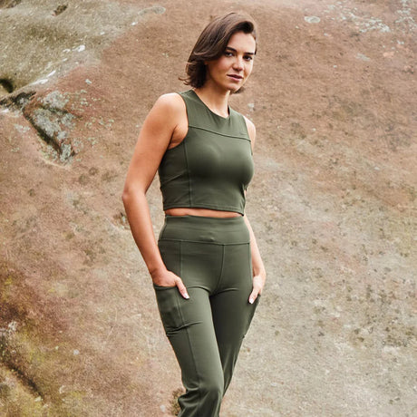 Ridgeline Womens Infinity Crop Top #colour_deep-forest