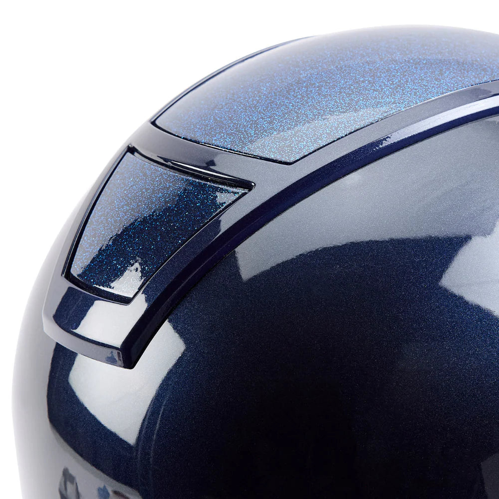 Champion Insight Glitter Round Standard Peak Riding Hat #colour_metallic-navy-sparkle-navy