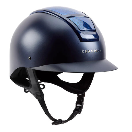 Champion Insight Glitter Round Standard Peak Riding Hat #colour_matt-navy-sparkle-navy