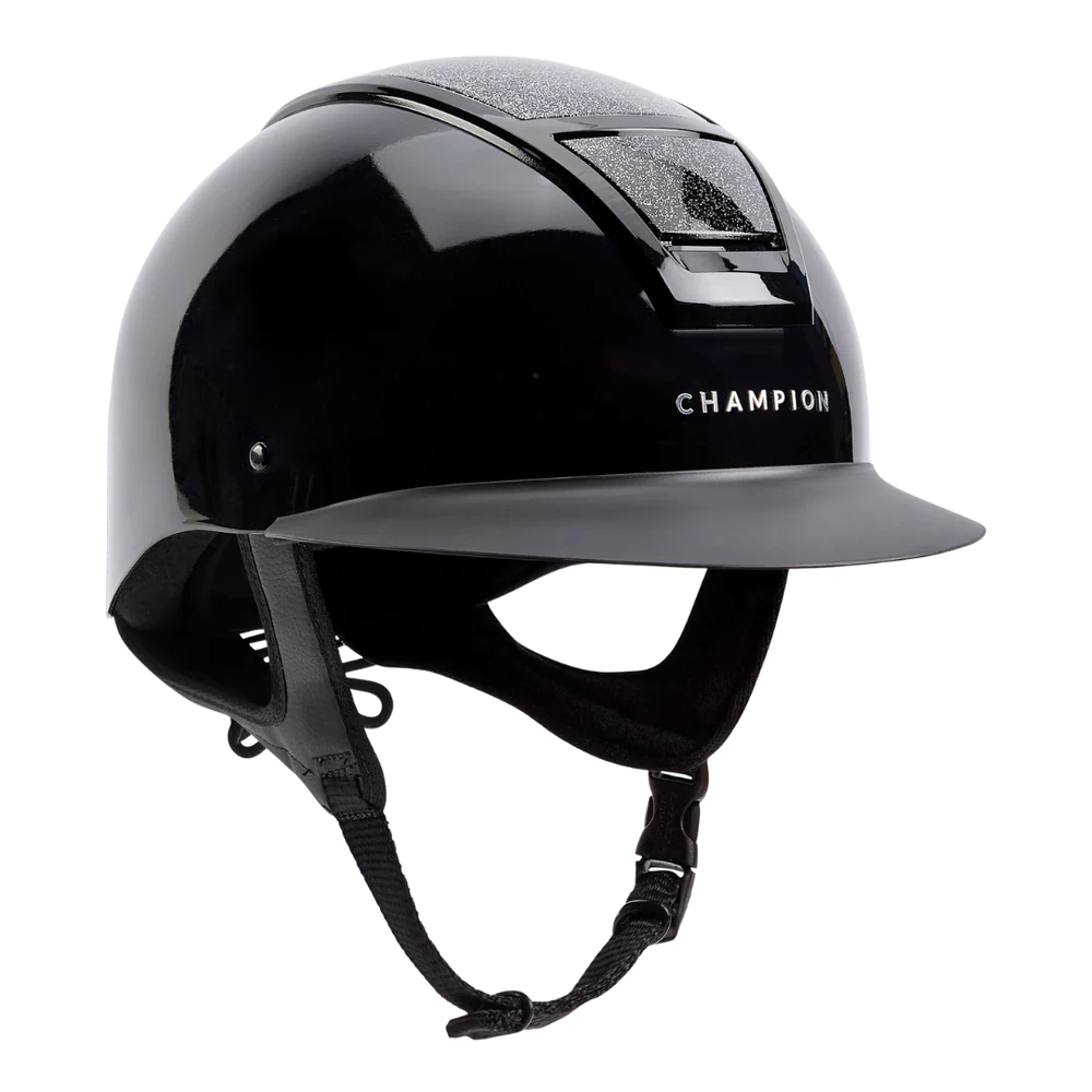 Champion Insight Glitter Oval Wide Peak Riding Hat #colour_metallic-black-sparkle-black