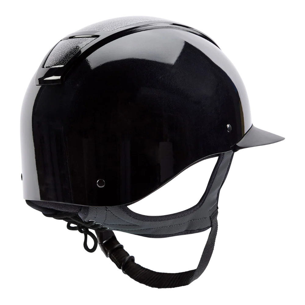 Champion Insight Glitter Round Wide Peak Riding Hat #colour_metallic-black-sparkle-black