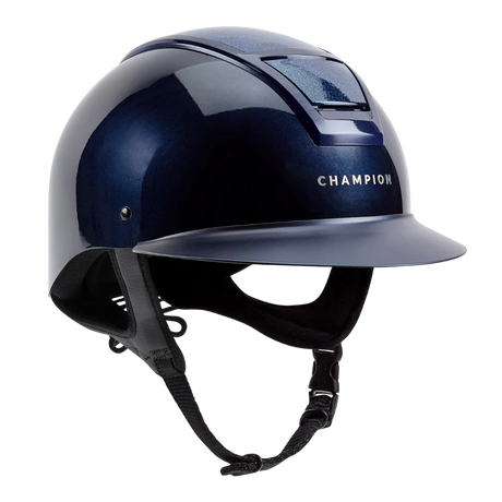 Champion Insight Glitter Round Wide Peak Riding Hat #colour_metallic-navy-sparkle-navy