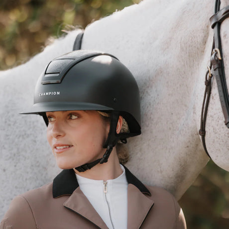 Champion Insight Round Wide Peak Riding Hat #colour_matt-black