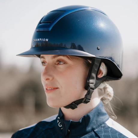 Champion Insight Round Wide Peak Riding Hat #colour_metallic-navy