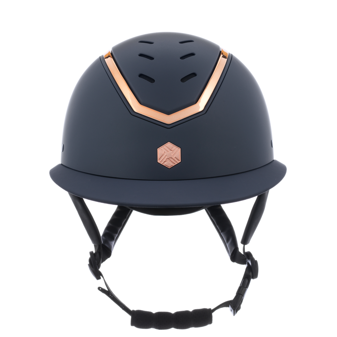 Charles Owen Matte Kylo Wide Peak with MIPS Riding Hat #colour_navy-matte-rose-gold