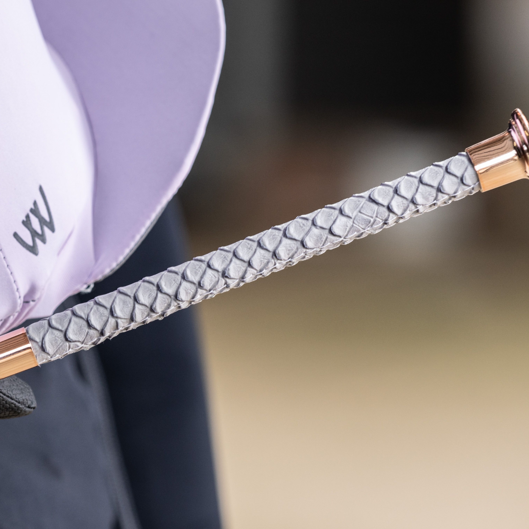 Woof Wear Reptile Dressage Whip #colour_grey-rose-gold