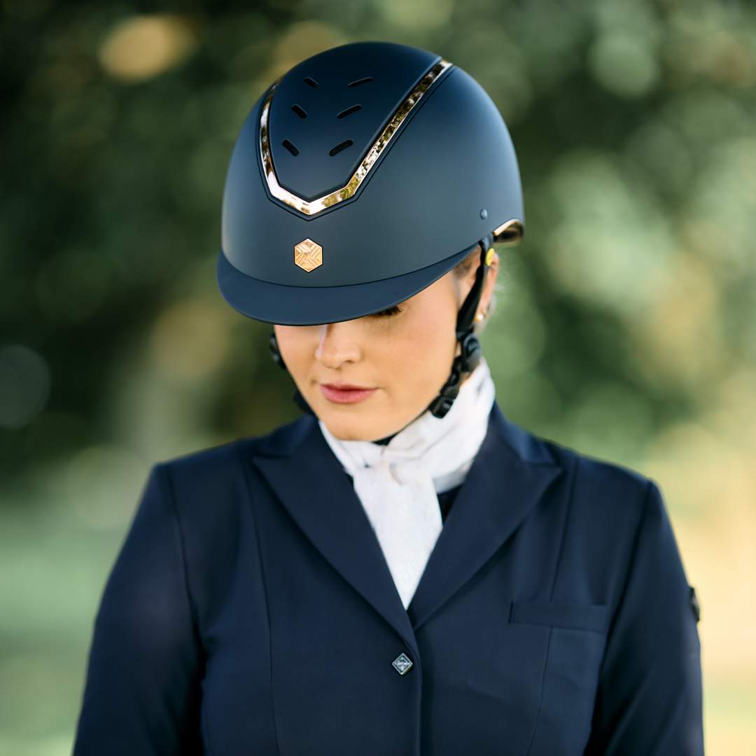 Charles Owen Matte Kylo Riding Hat #colour_navy-matte-rose-gold