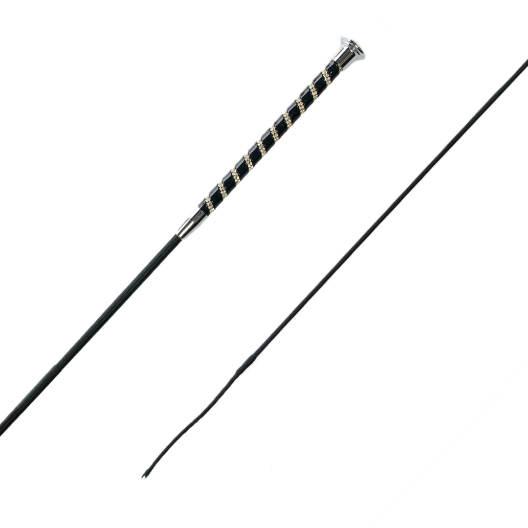 GS Equestrian Sparkle Dressage Whip #colour_black-silver