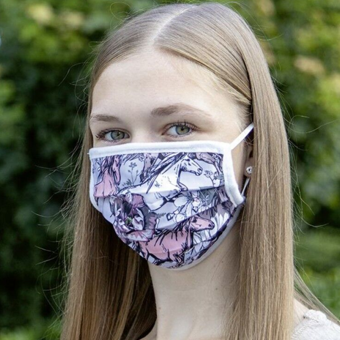 HKM Mouth, Nose & Face Mask -Printed Fabric- #colour_light-grey-rose