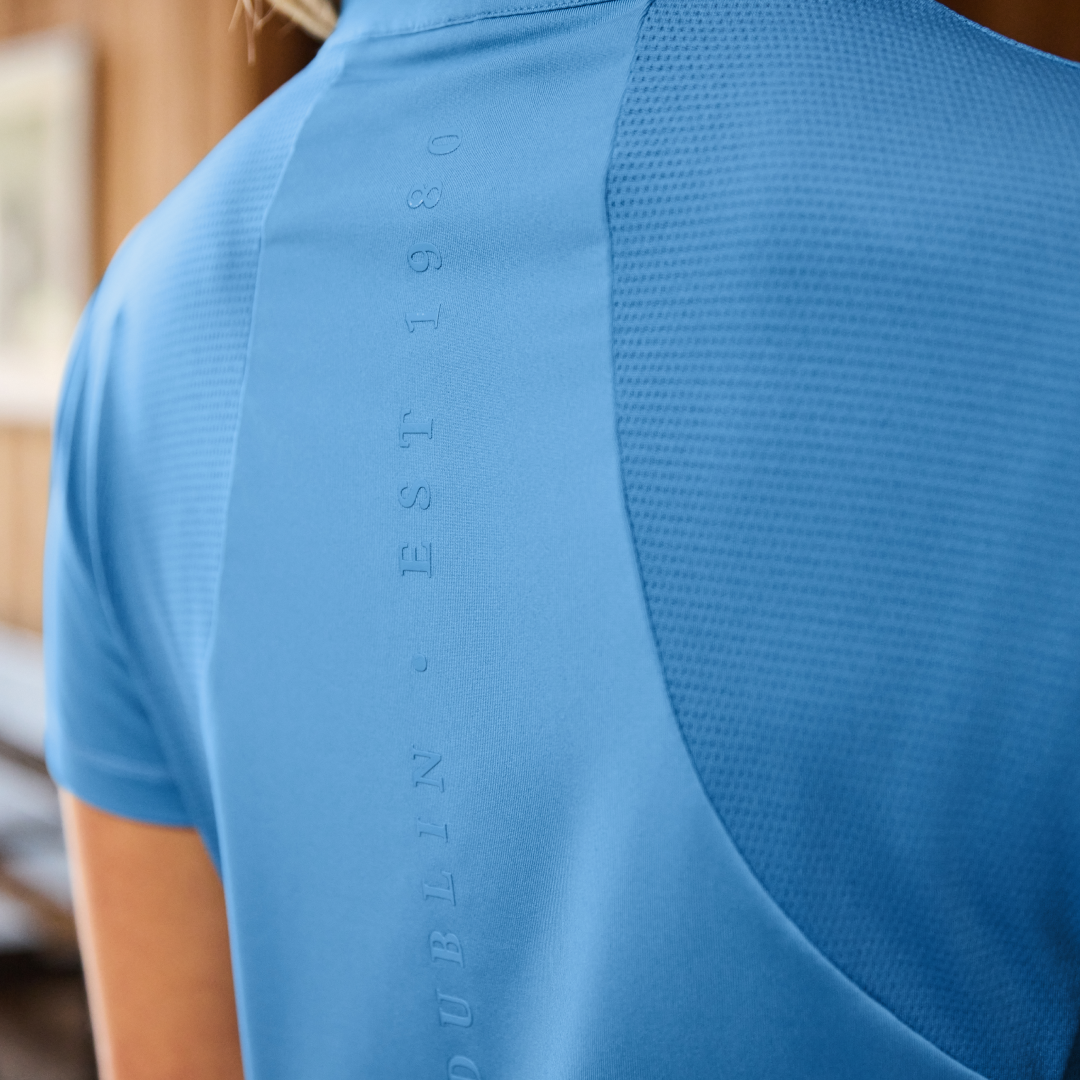 Dublin Ladies Tabby Short Sleeve Riding Top #colour_coastal-blue