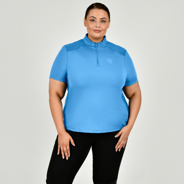 Dublin Ladies Curve Tabby Short Sleeve Riding Top #colour_coastal-blue