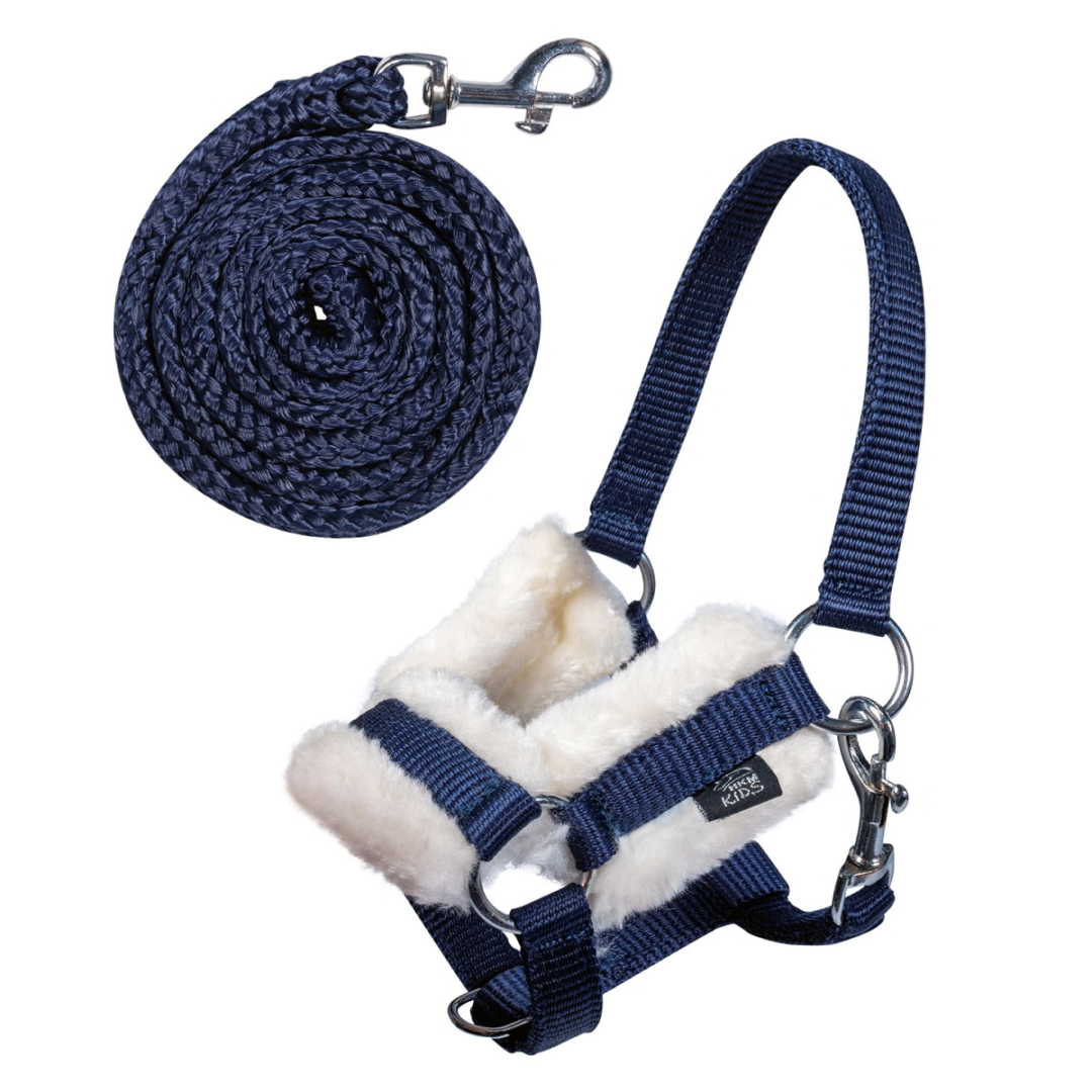 HKM Hobby Horsing Head Collar and Lead Rope #colour_deep-blue