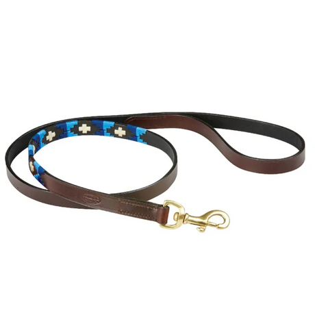 Weatherbeeta Polo Leather Dog Lead #colour_cowdray-brown-blue-blue