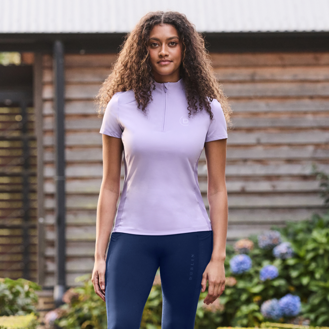 Dublin Ladies Tabby Short Sleeve Riding Top #colour_mauve