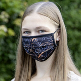 HKM Mouth, Nose & Face Mask -Printed Fabric- #colour_anthracite-rust-brown