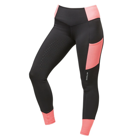 Dublin Power Performance Mid Rise Colour Block Childs Tights #colour_coral