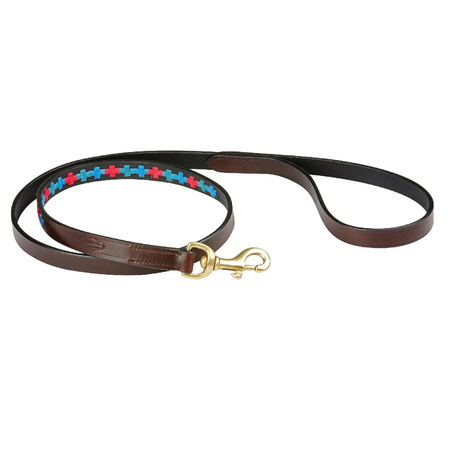 Weatherbeeta Polo Leather Dog Lead #colour_beaufort-brown-emerald-pink-blue