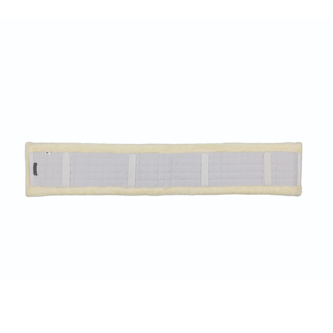 Hy Equestrian GP Fleece Girth Cover #colour_white-natural