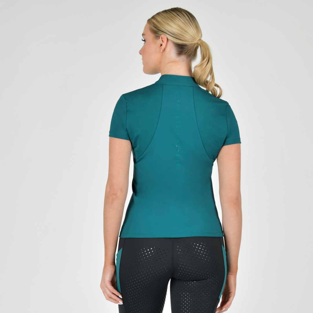 Dublin Ladies Tabby Short Sleeve Riding Top #colour_deep-lake