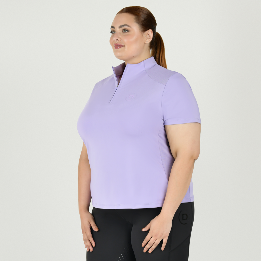 Dublin Ladies Curve Tabby Short Sleeve Riding Top #colour_mauve