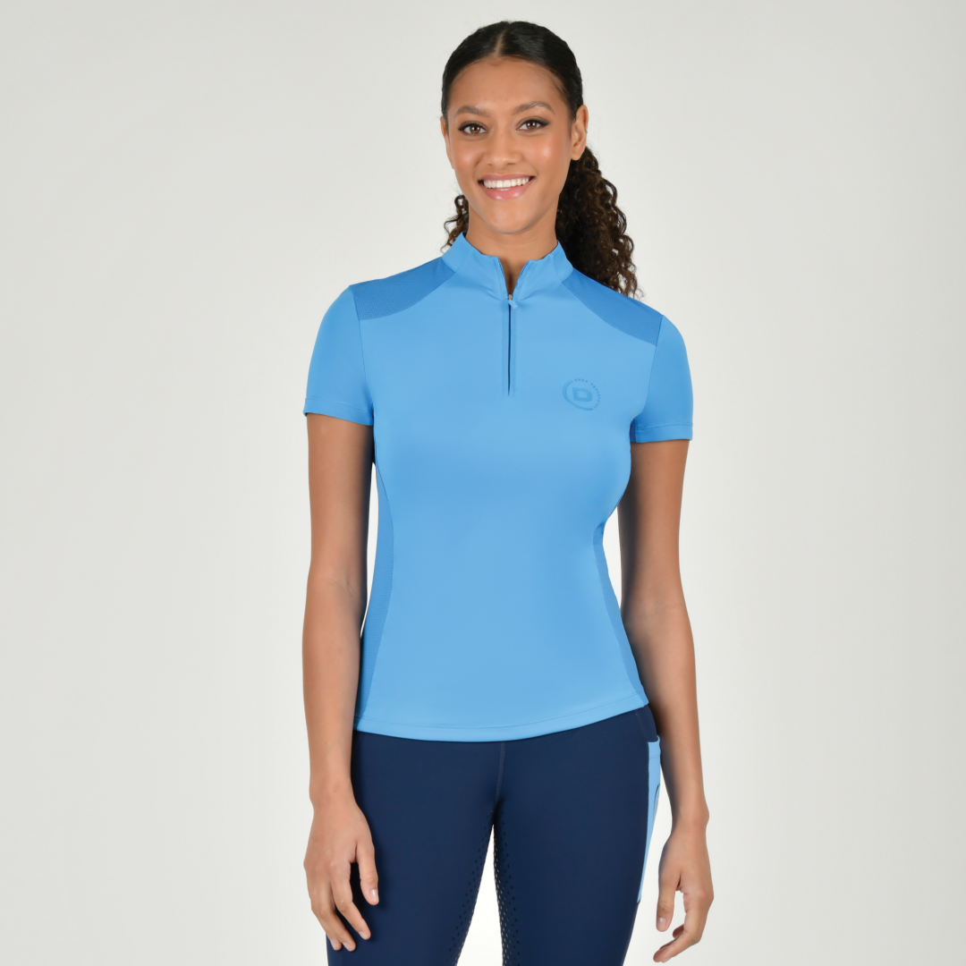 Dublin Ladies Tabby Short Sleeve Riding Top #colour_coastal-blue