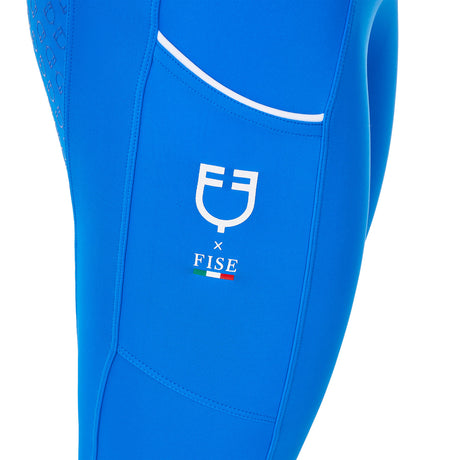 Equestro Women's Slim Fit Full Grip Leggings Equestro X Fise #colour_blue