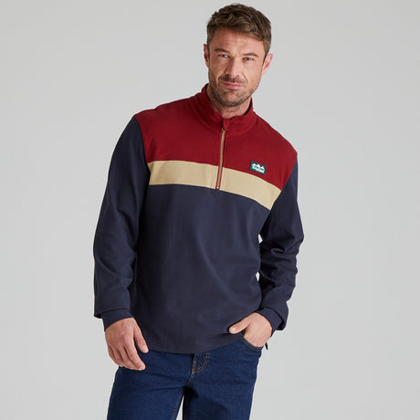 Ridgeline Mens Back Slider Rugby Top #colour_navy-multi