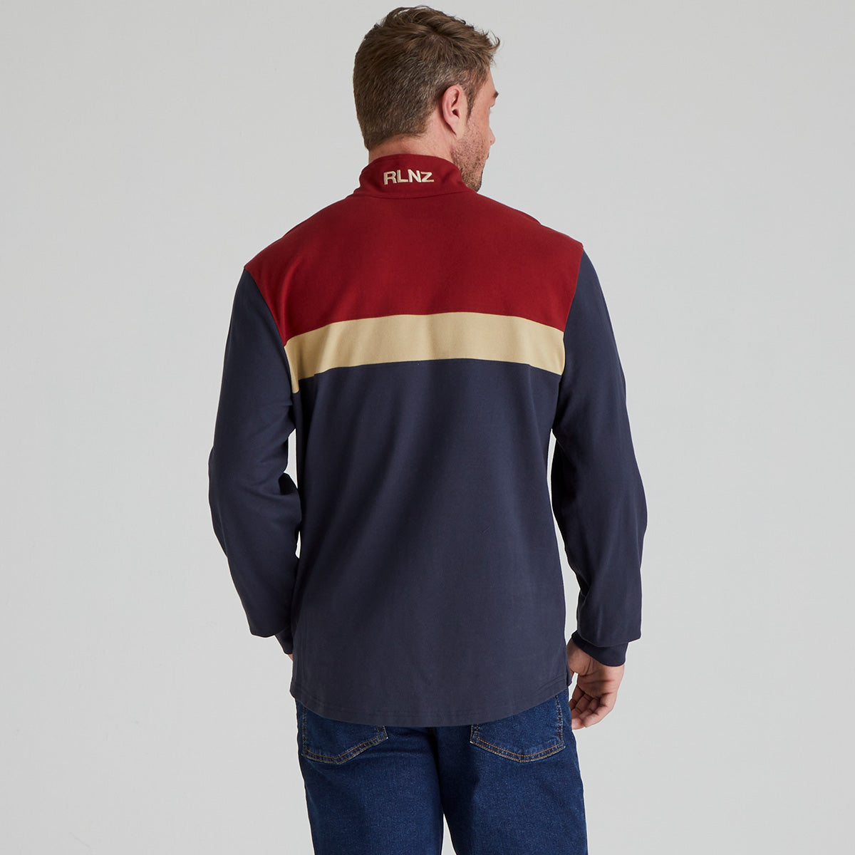 Ridgeline Mens Back Slider Rugby Top #colour_navy-multi