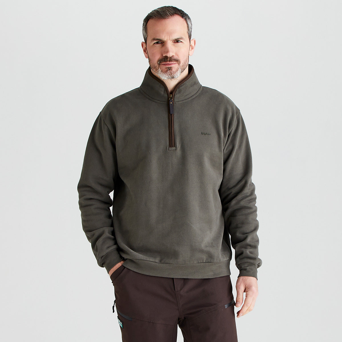 Men's Brancaster 1/4 Zip Top - Moss