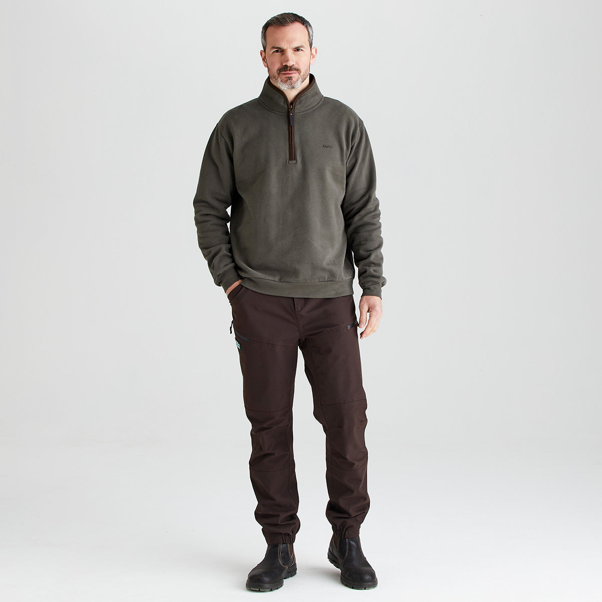 Men's Brancaster 1/4 Zip Top - Moss