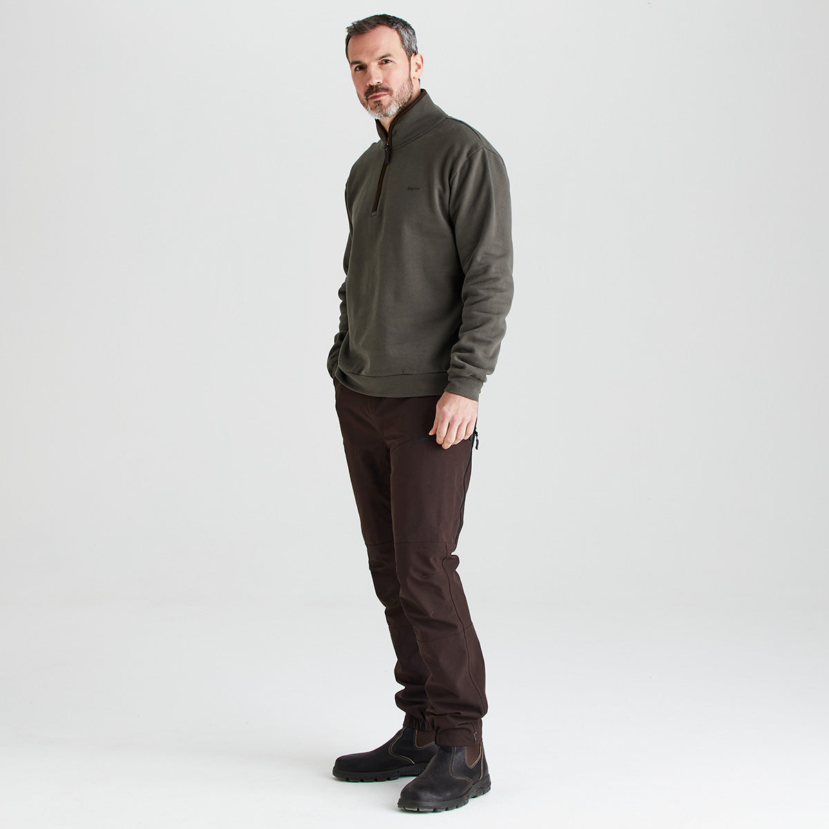 Men's Brancaster 1/4 Zip Top - Moss