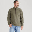 Ridgeline Mens Brancaster 1/4 Zip Top #colour_smokey-olive